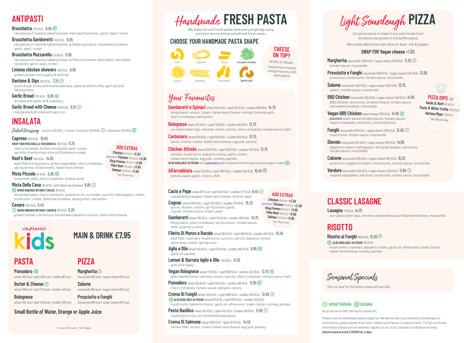 Main Menu – Handmade Pizza, Pasta & Desserts – VAPIANO UK